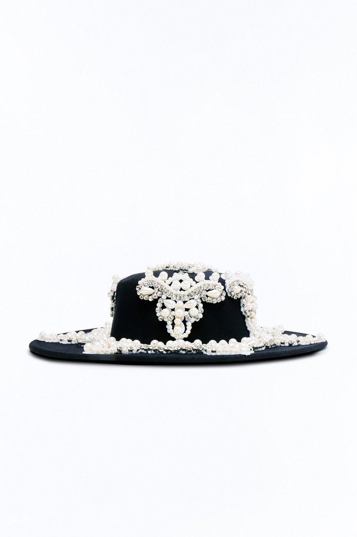 On Another Level Embellished Fedora - Black/combo