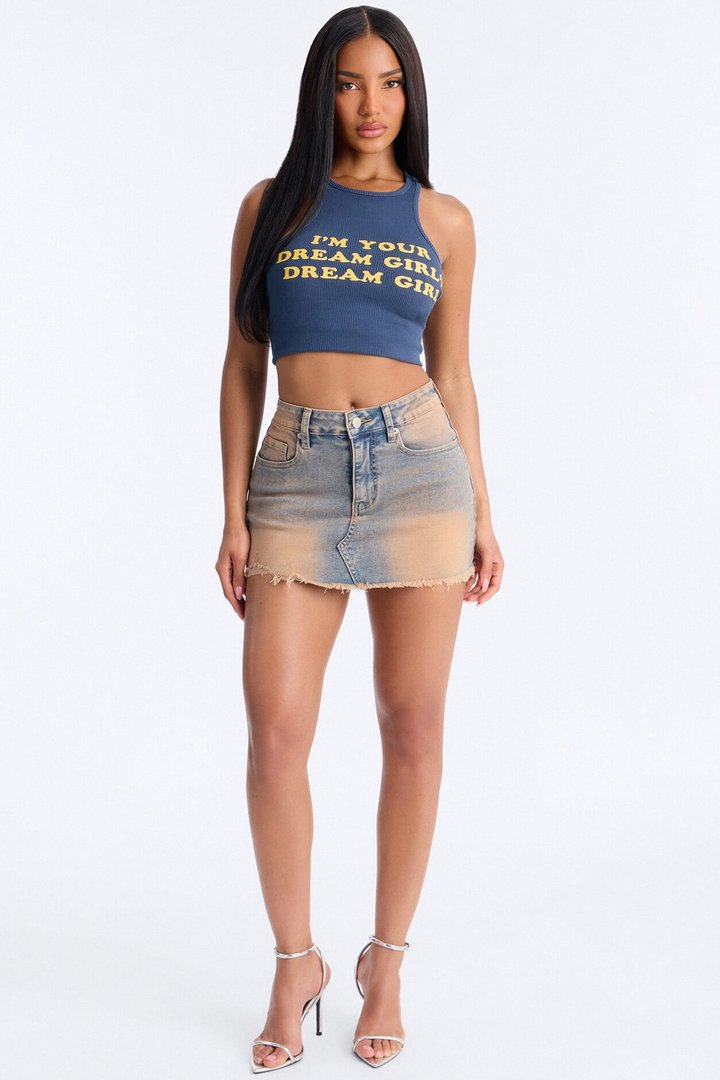 Raven Denim Mini Skirt - Pink