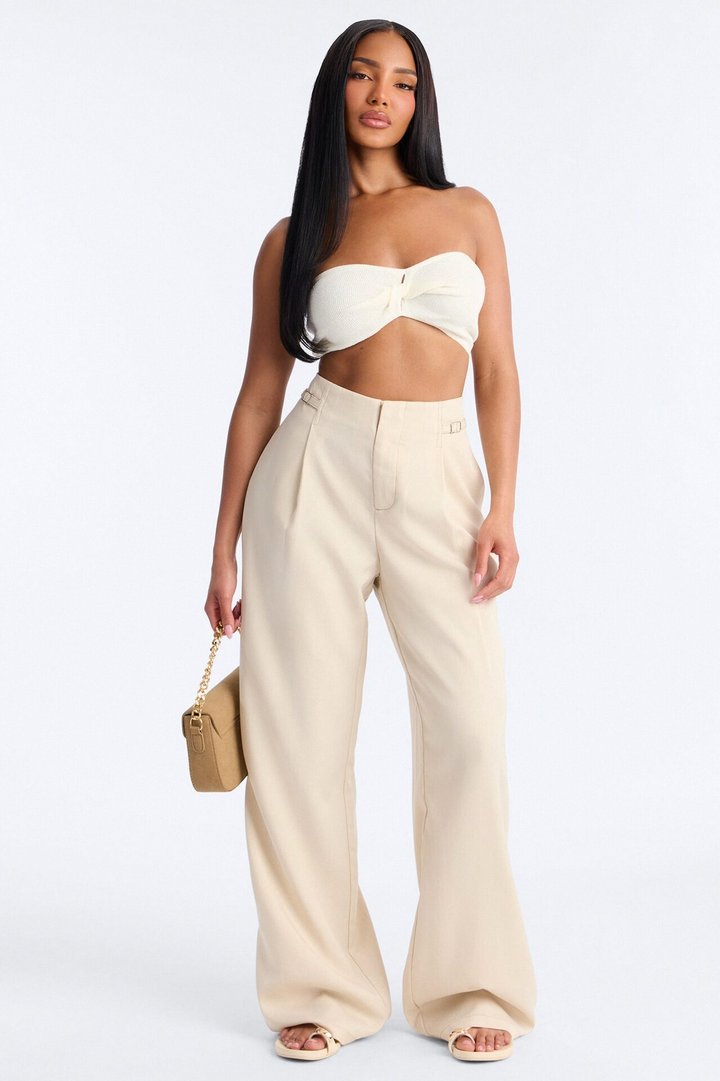 Angela High Rise Trouser Pant 33″ - Stone