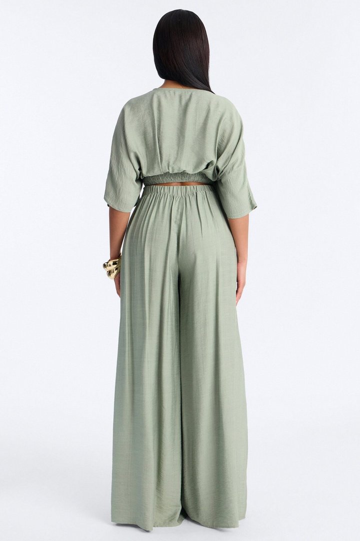 Not So Complicated Linen Pant Set - Sage