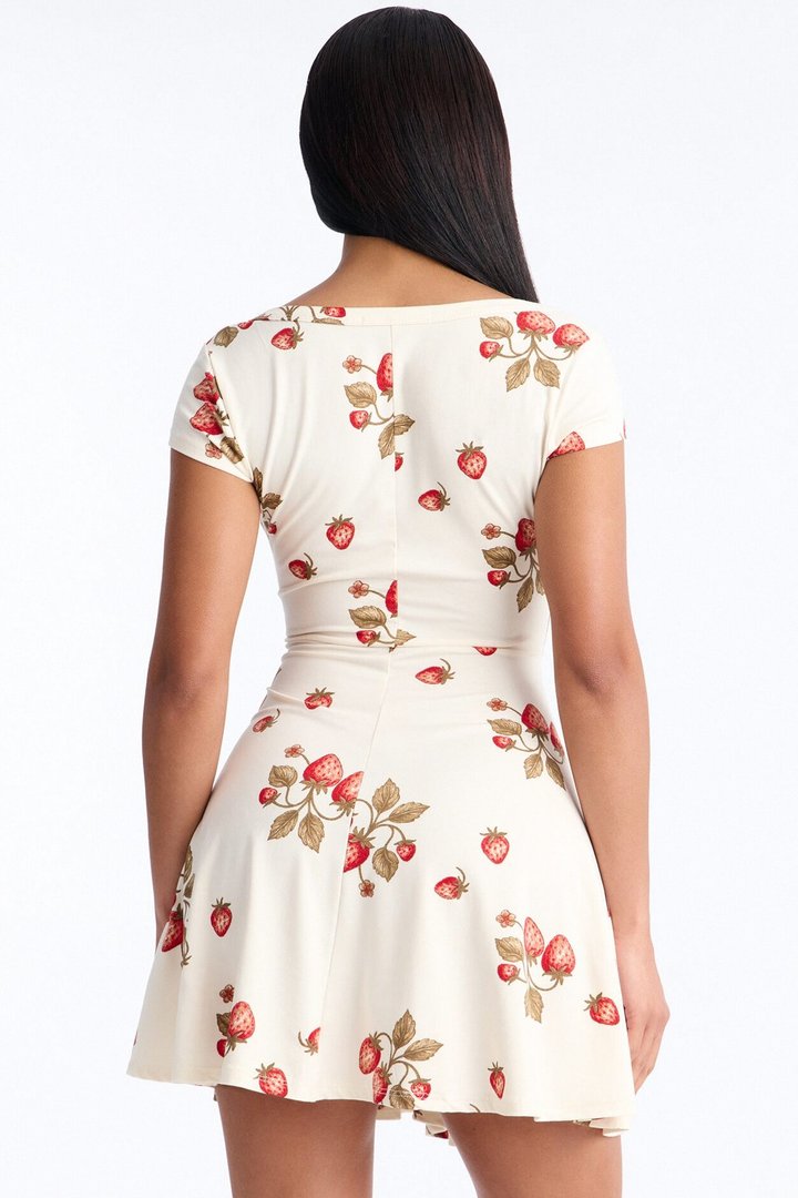 Elliana Short Sleeve Mini Dress - Cream/combo