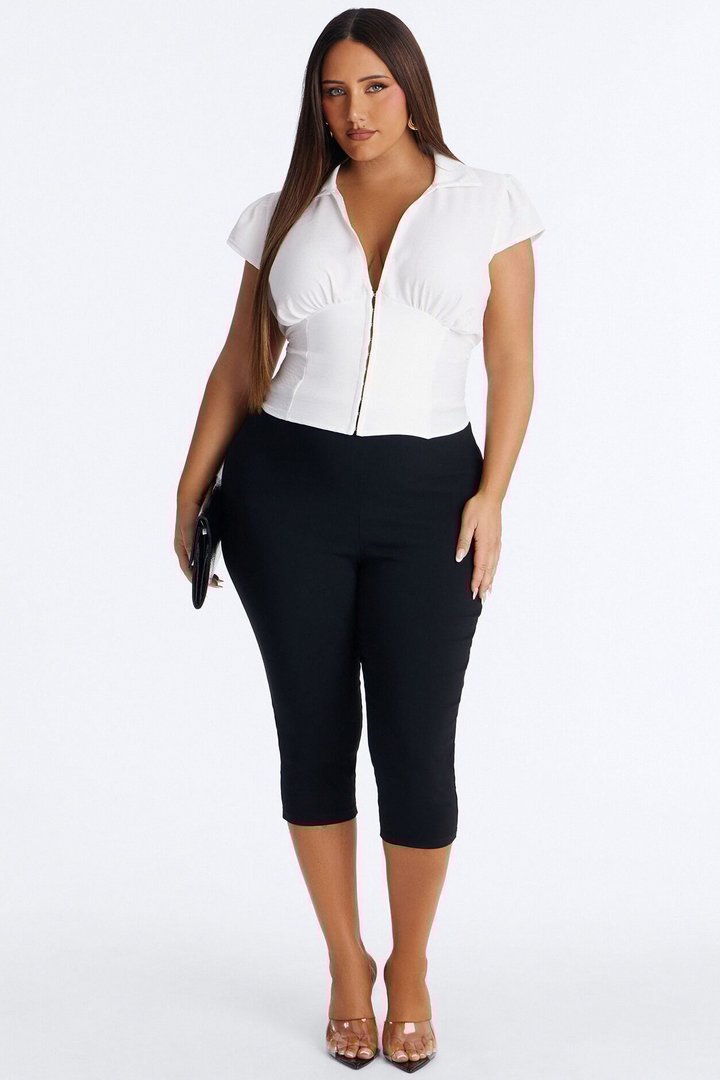 Angie Corset Short Sleeve Top - Ivory