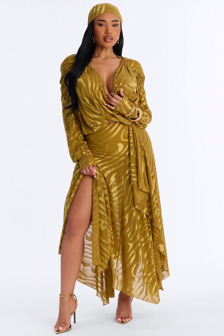 LIANA MESH 4 PIECE SKIRT SET - Chartreuse