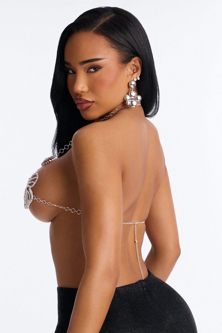 Extravagant Butterfly Bra Body Chain - Silver