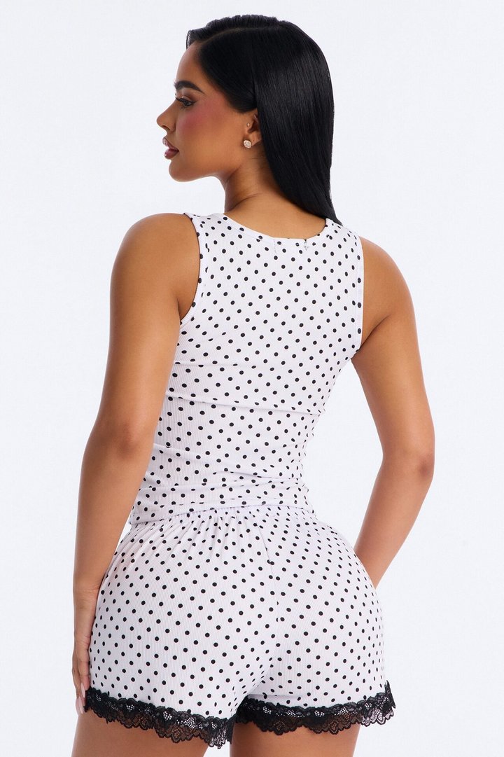 Stay Fresh Polka Dot PJ Short Set - White/Black