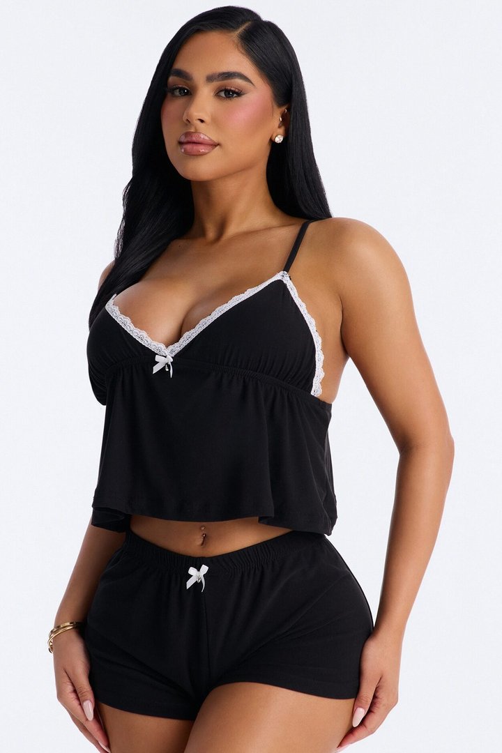 Cozy Up With Me PJ Short Set - Black
