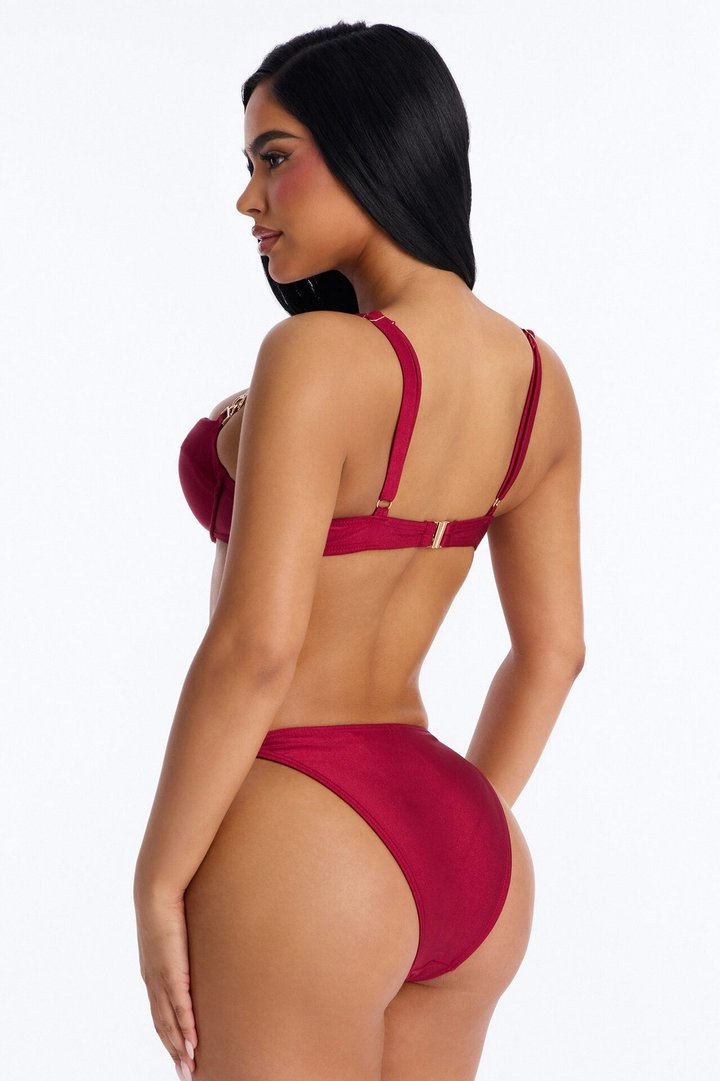 Beach Club Chain Underwire 2 Piece Bikini - Burgundy