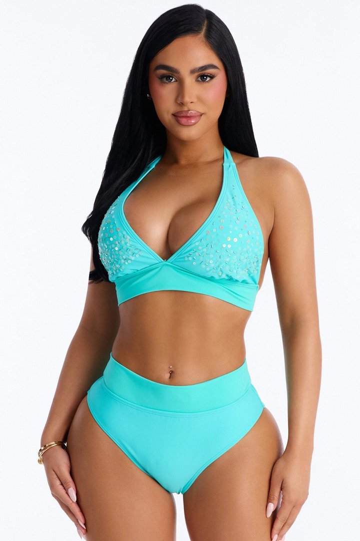 Jayla Sequin 2 Piece Bikini - Turquoise