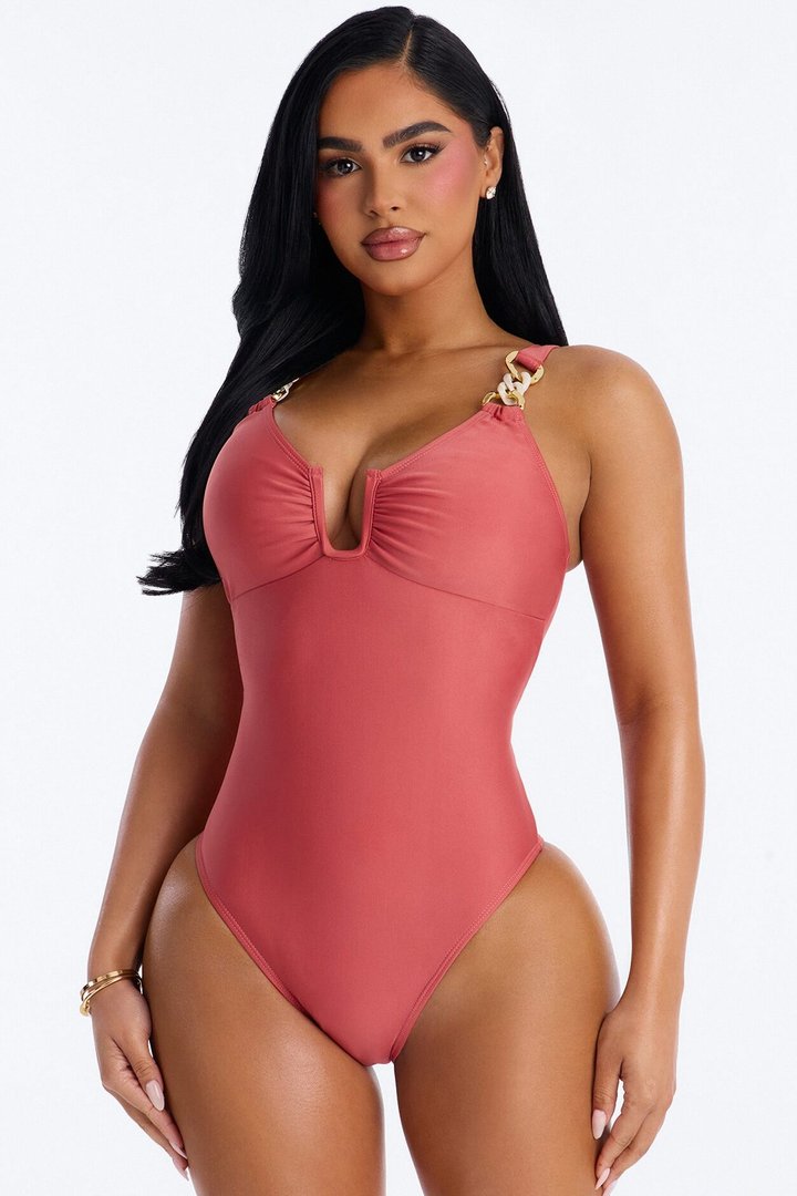 All Part Of The Plan 1 Piece Swimsuit - Rust