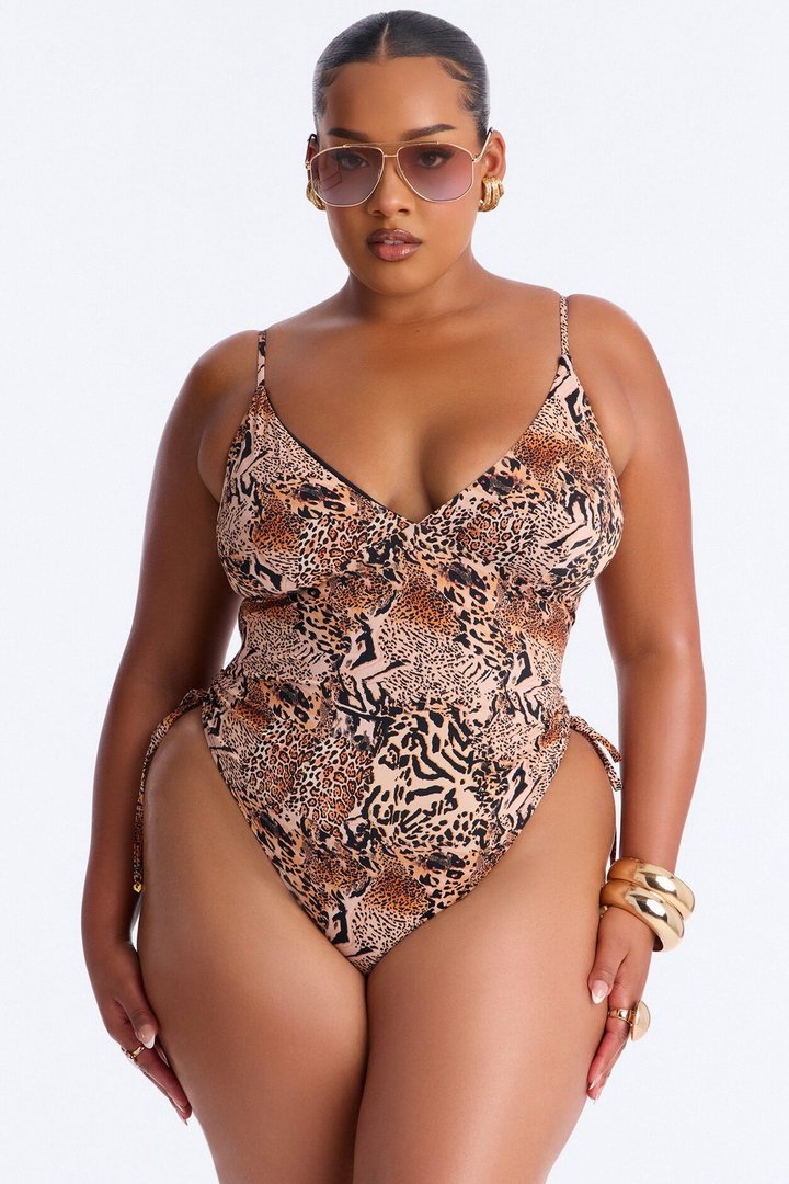 Slaycation 1 Piece Swimsuit - Brown Combo