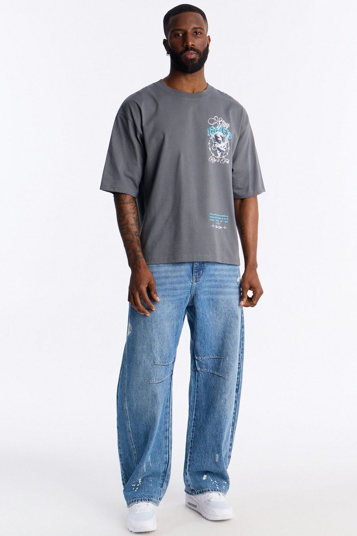 Stay United Boxy Short Sleeve Tee - Grey