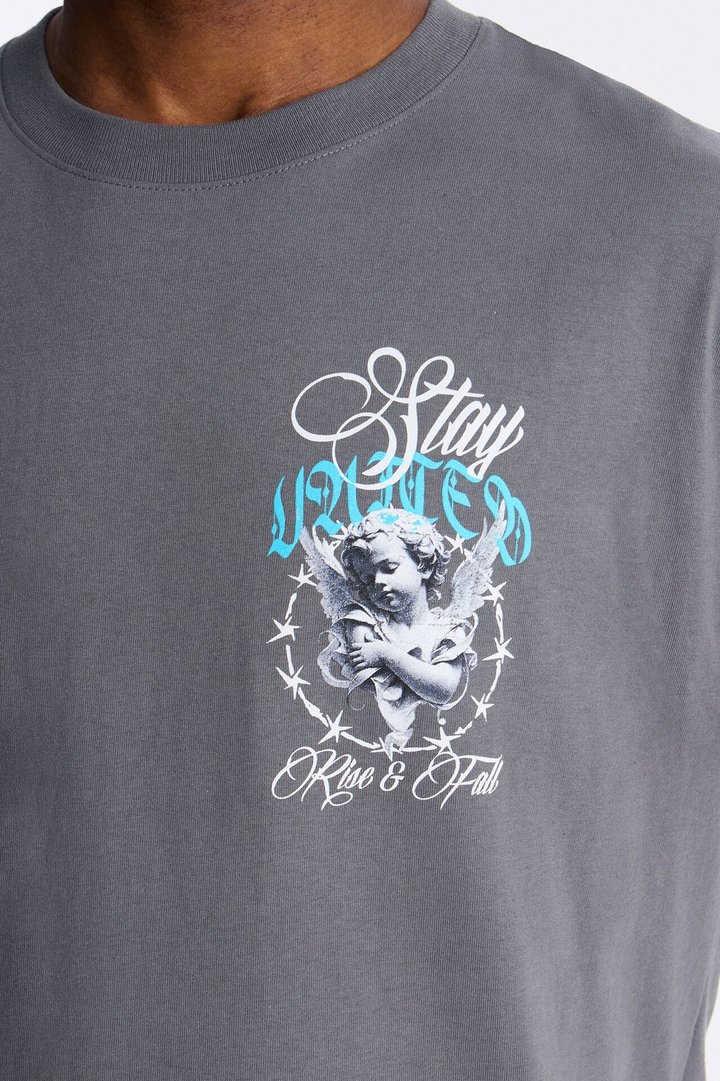 Stay United Boxy Short Sleeve Tee - Grey