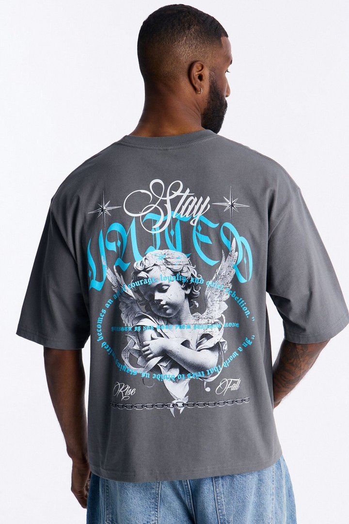 Stay United Boxy Short Sleeve Tee - Grey