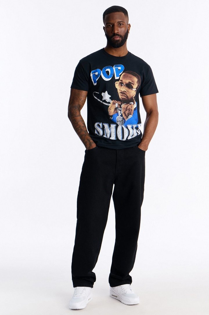 Pop Smoke Aim For The Moon Graphic Short Sleeve Tee - Black
