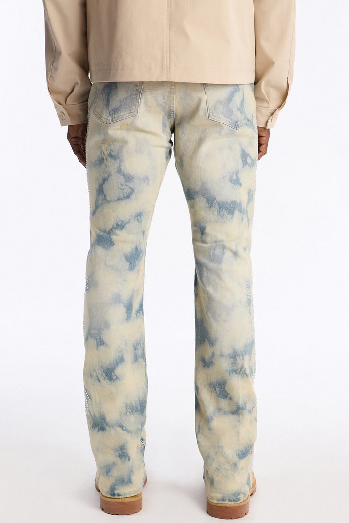 Stacked Skinny Flare Jeweled Storm Jean - Vintage Wash