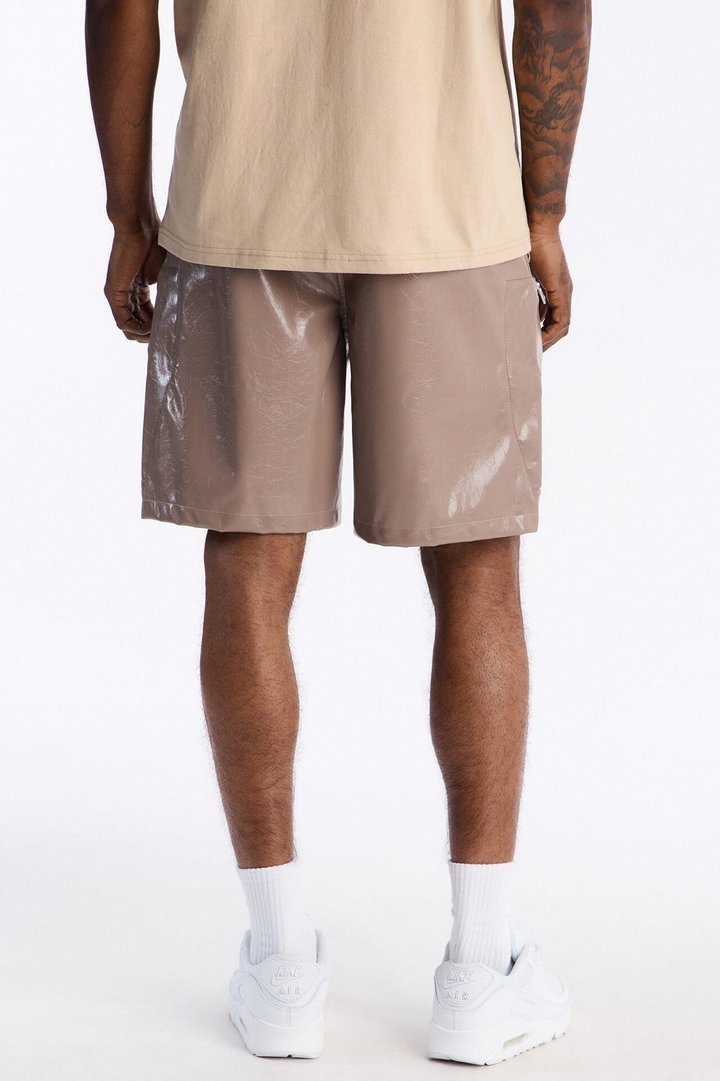 Relaxed Concordia Faux Leather Short - Brown