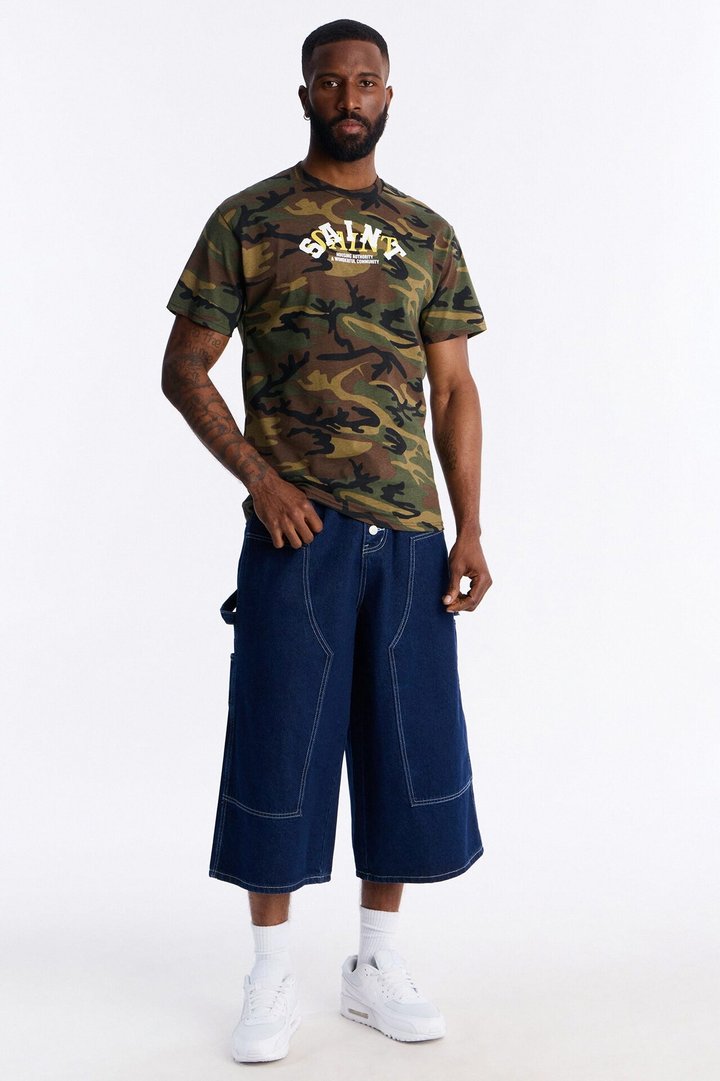 Welcome To Saint Authority Oversized Short Sleeve Tee - Camouflage