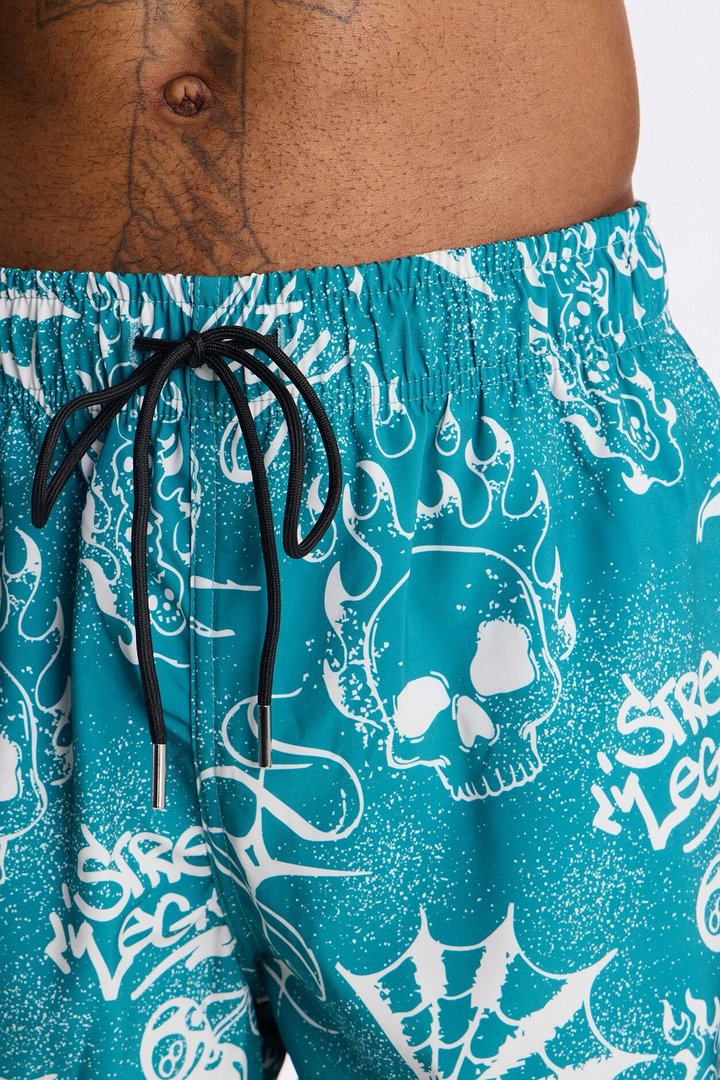Street Legend All Over Printed Swim Trunk 4″ - Teal