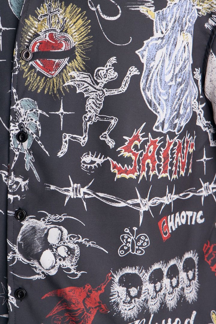 Graffiti Parlor All Over Printed Button Up Shirt - Multi Color