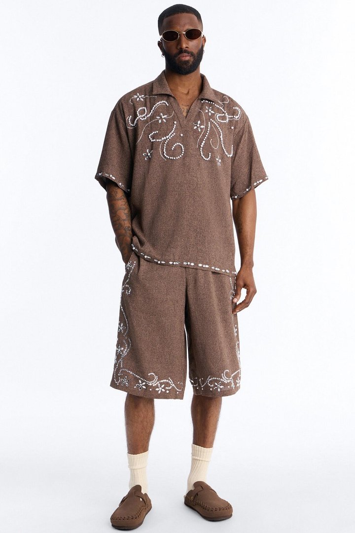 Wanderlust Pearl Journey Johnny Collar Polo - Brown