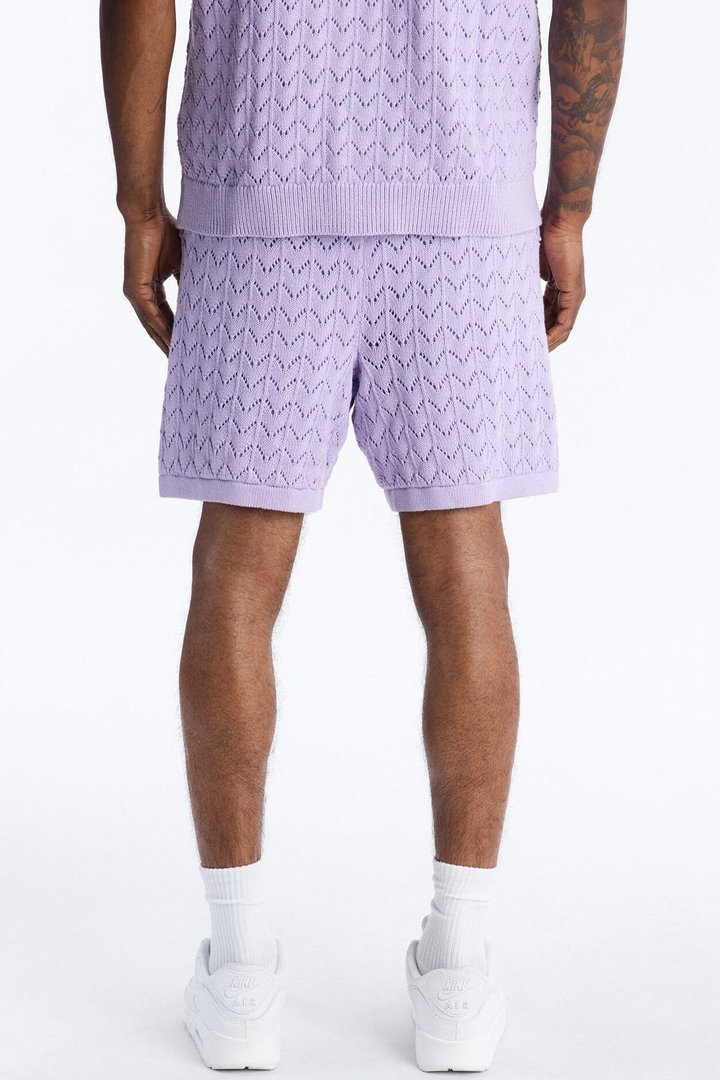 Waterfall Texture Open Knit Shorts - Lavender