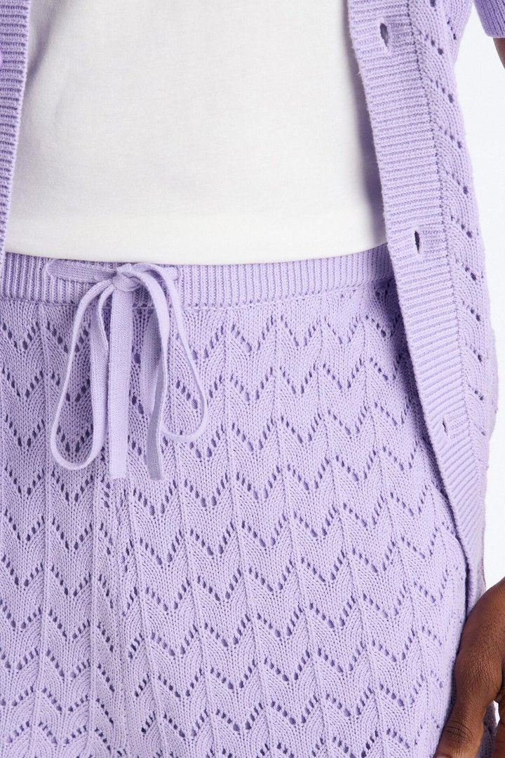 Waterfall Texture Open Knit Shorts - Lavender