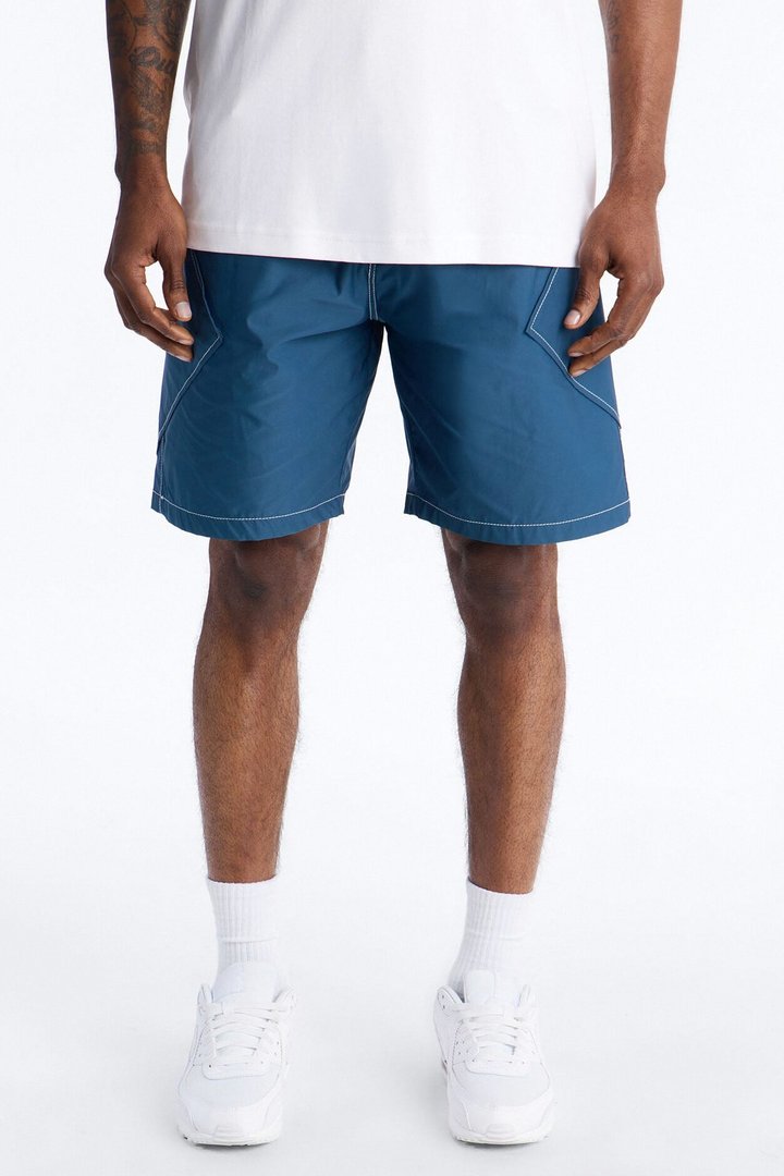 Relaxed Diamond Appeal Contrast Thread Short - Blue