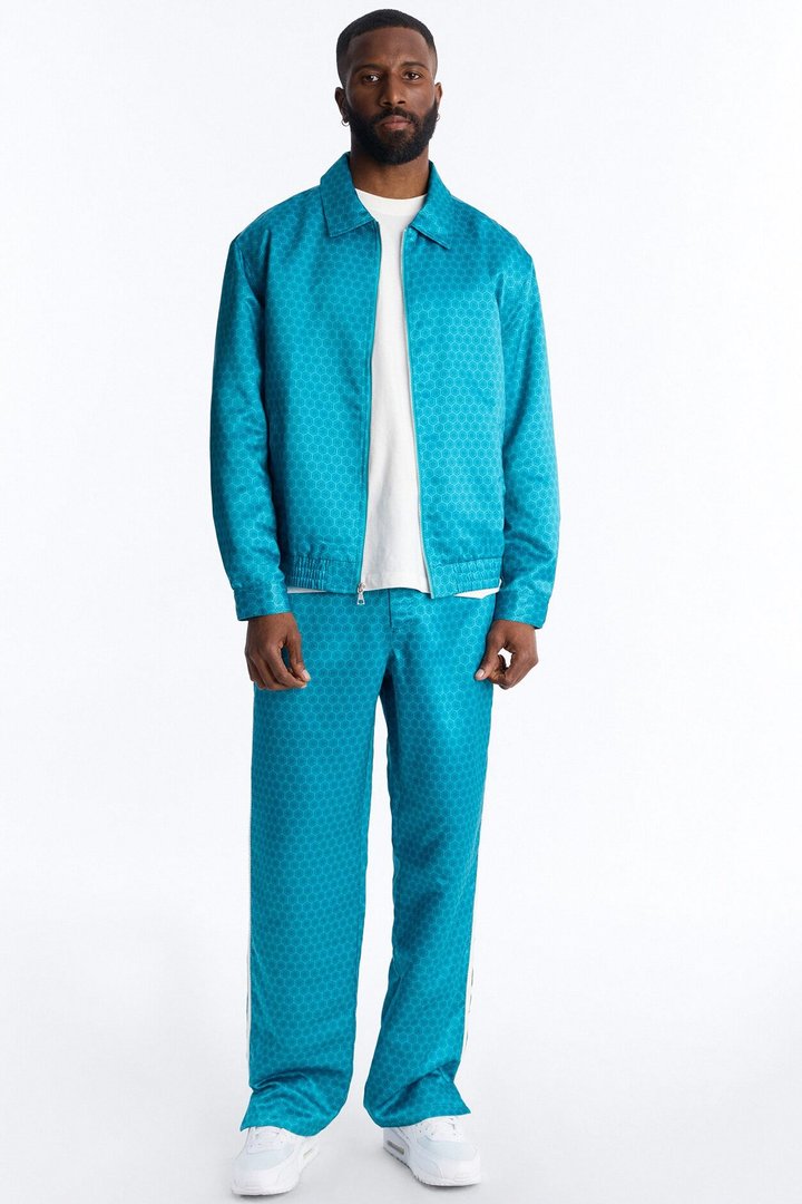 St. Tropez Motif Rope Applique Bomber Jacket - Blue