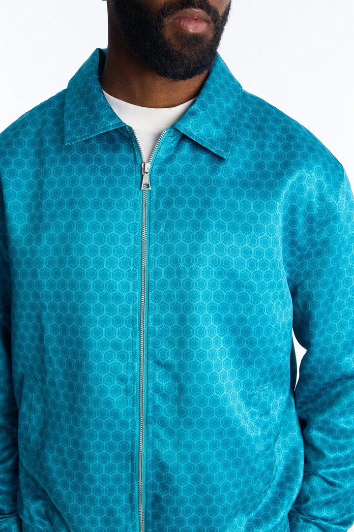 St. Tropez Motif Rope Applique Bomber Jacket - Blue