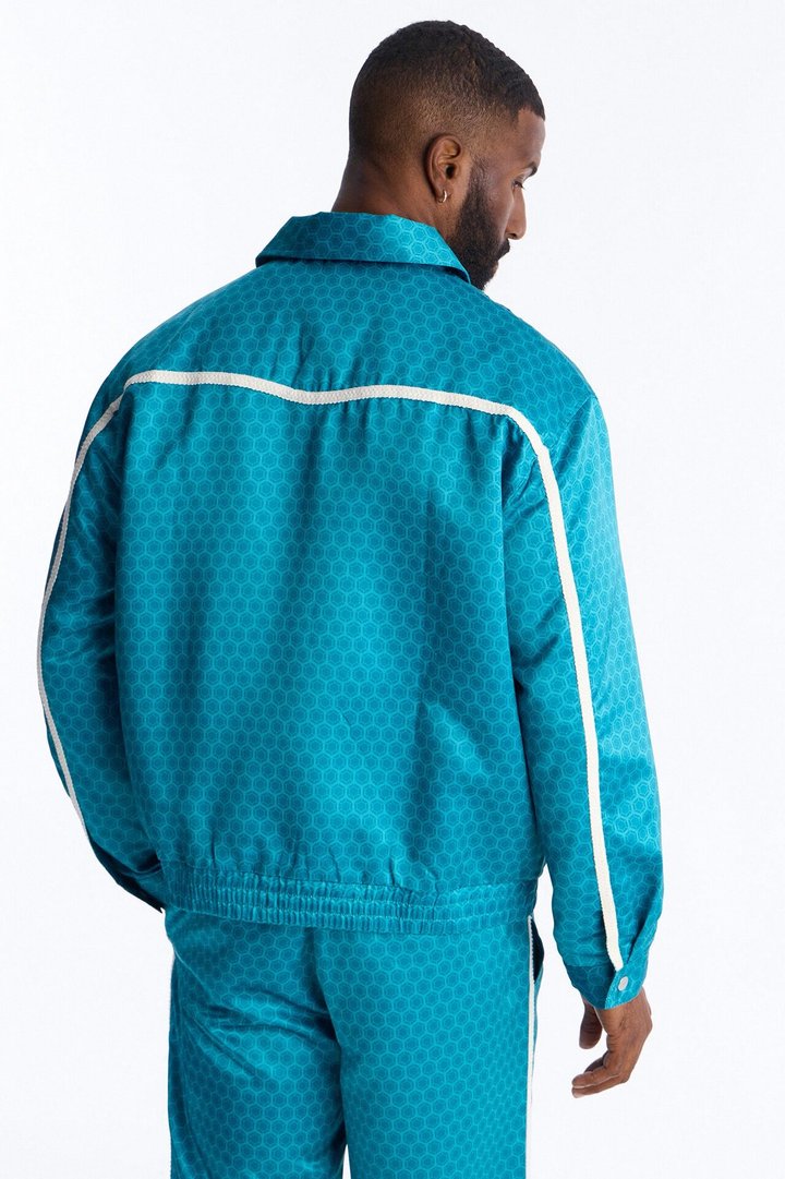 St. Tropez Motif Rope Applique Bomber Jacket - Blue