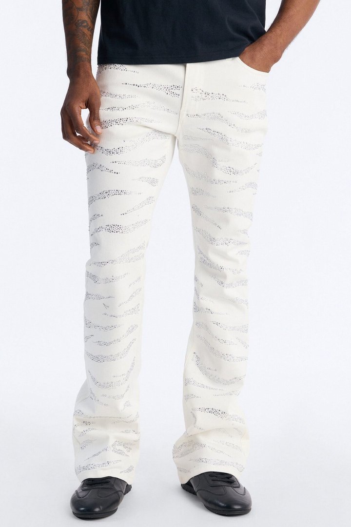 Stacked Skinny Flare Electric Prowl Jean - White
