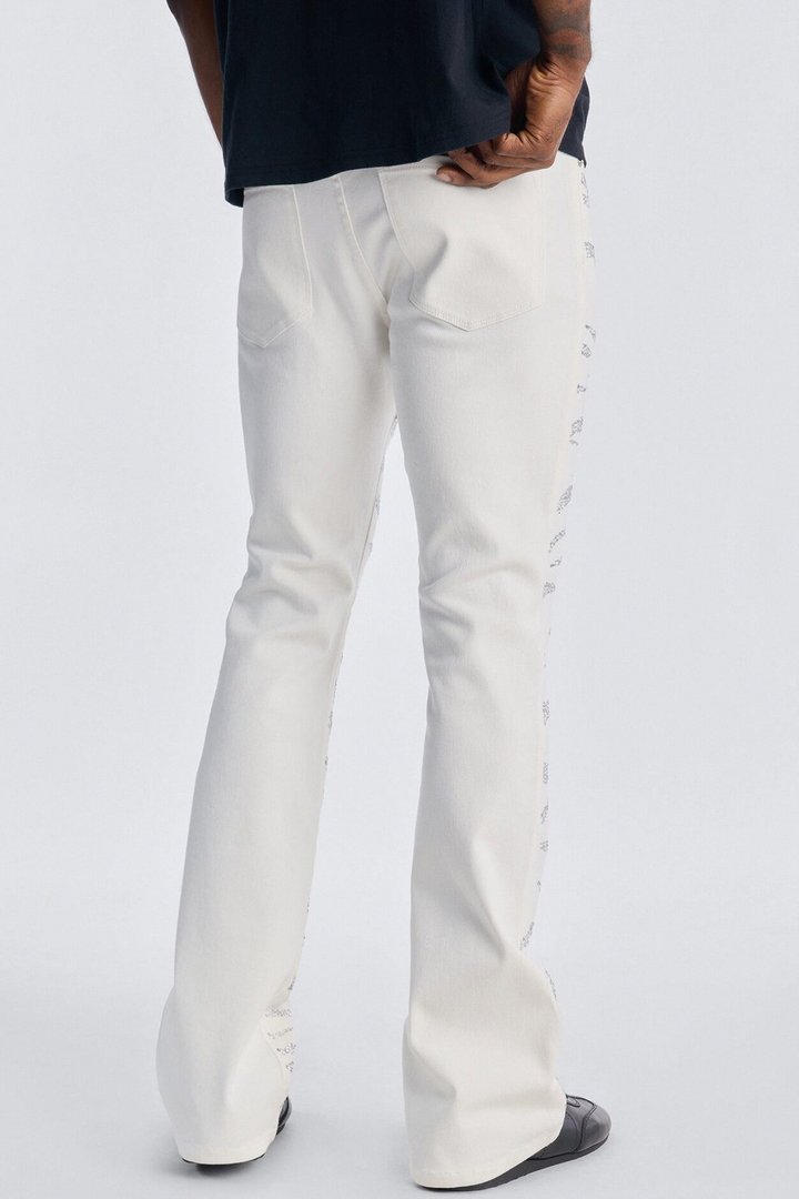 Stacked Skinny Flare Electric Prowl Jean - White