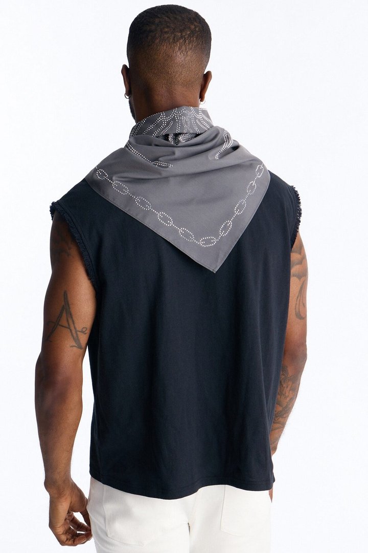 Rhinestone Spider Graphic Large Bandana - Grey