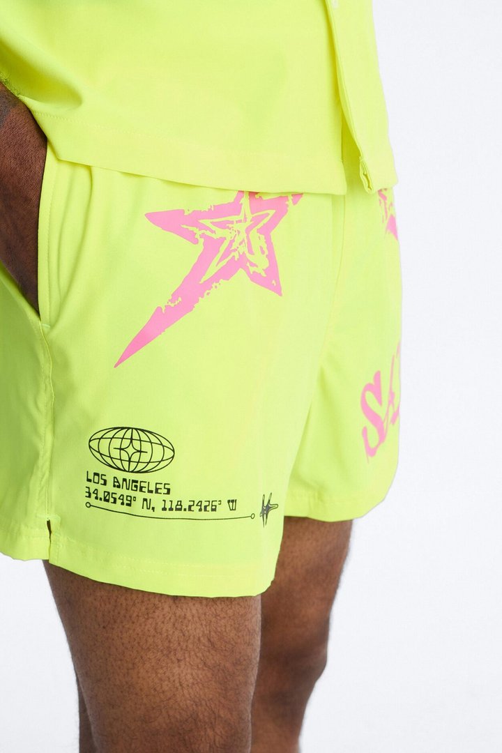 Saints And Stars Swim Trunk 4″ - Yellow