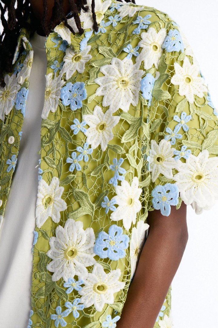 Relaxed Paradise Floral Button Up Shirt - Green