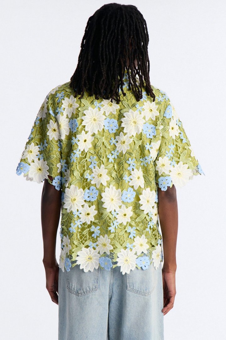 Relaxed Paradise Floral Button Up Shirt - Green