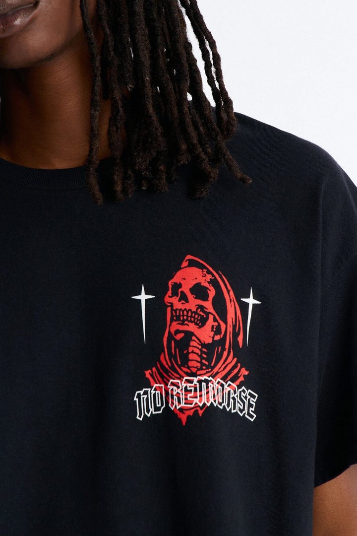 No Remorse Oversized Short Sleeve Tee - Black