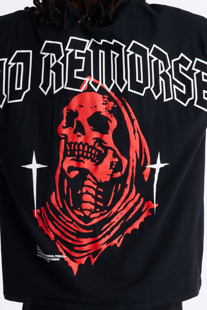 No Remorse Oversized Short Sleeve Tee - Black