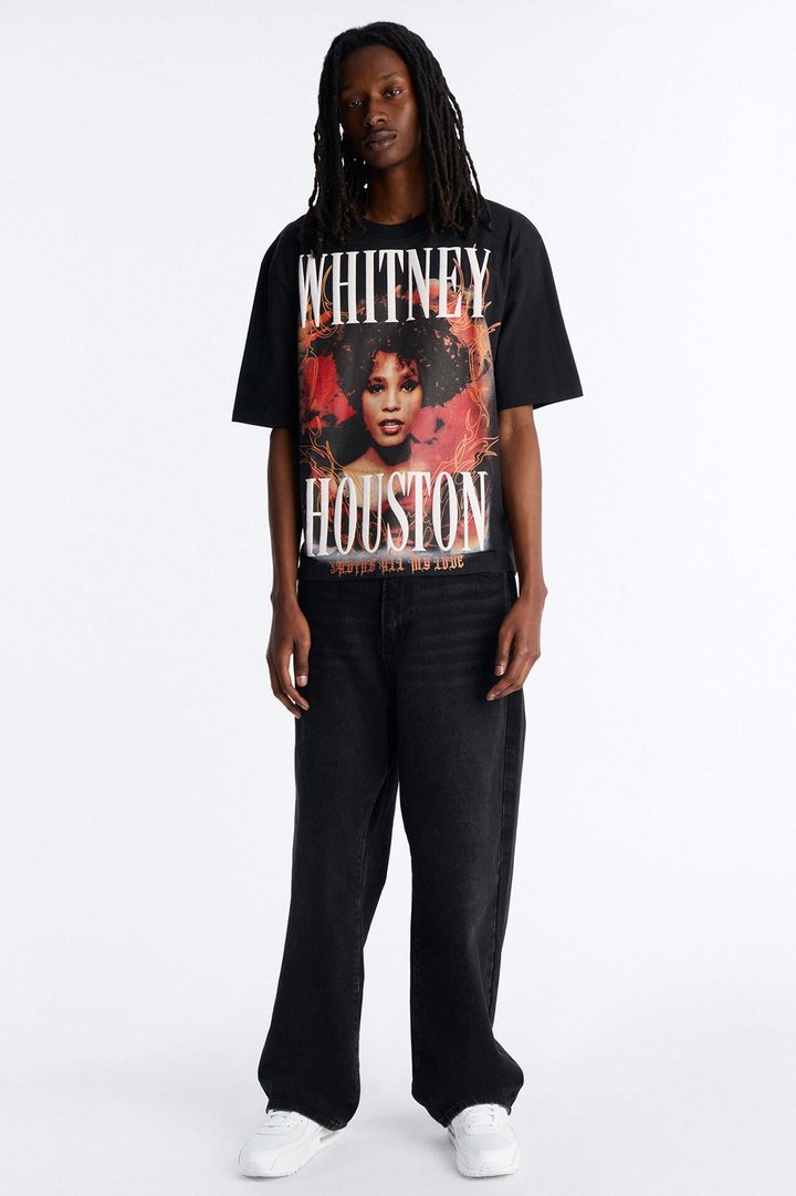 Whitney Houston Saving All My Love Short Sleeve Tee - Black