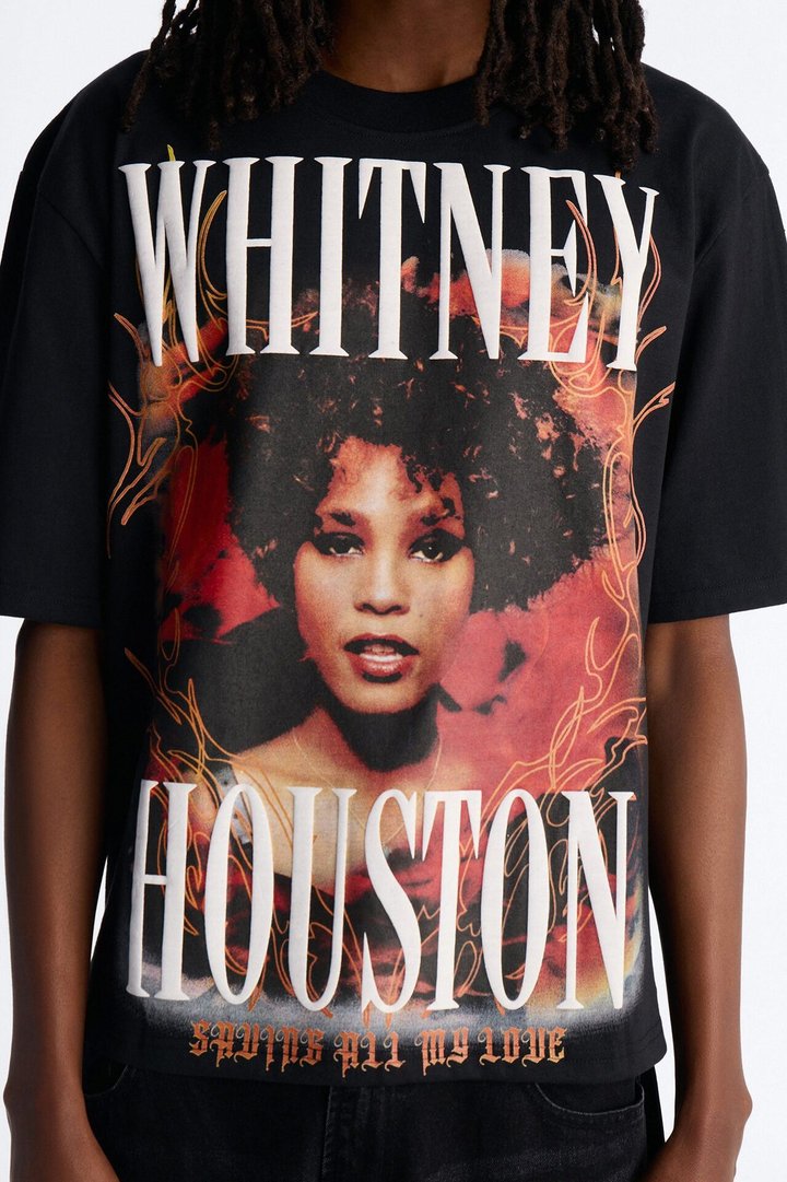 Whitney Houston Saving All My Love Short Sleeve Tee - Black