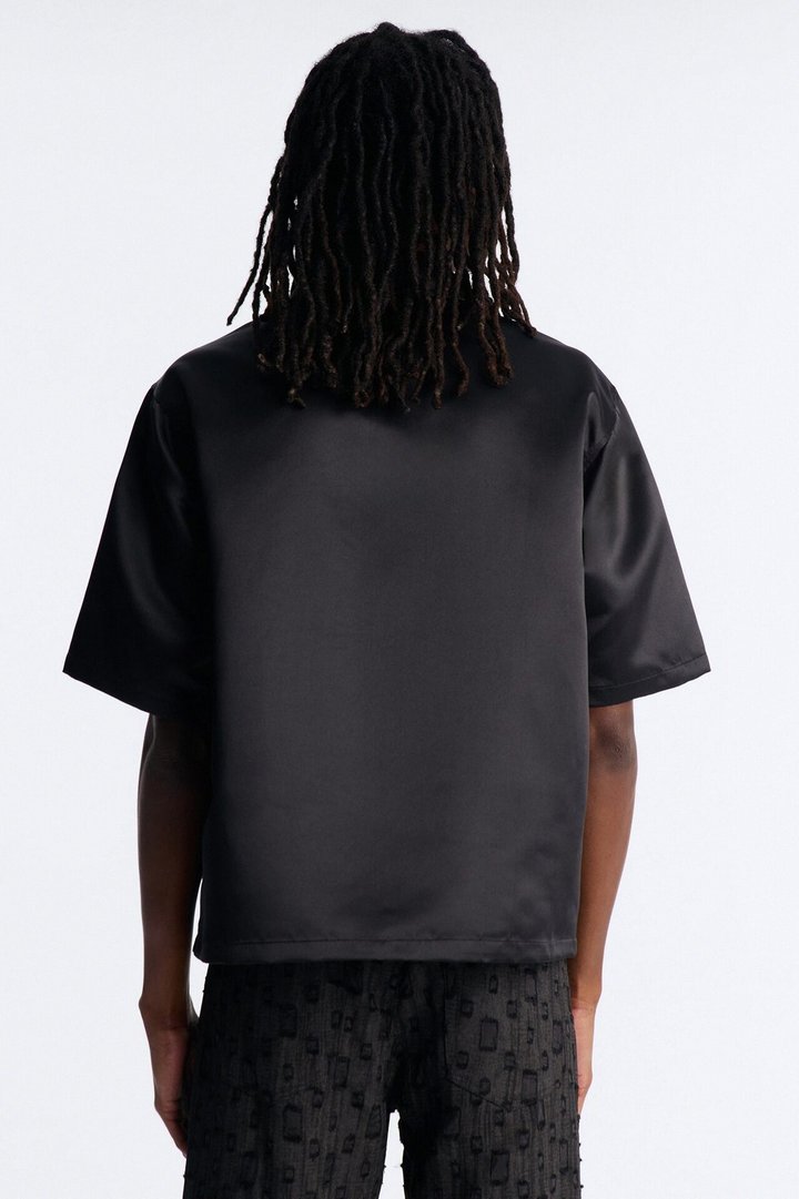 Boxy Tribeca Gloss Utility Shirt - Black