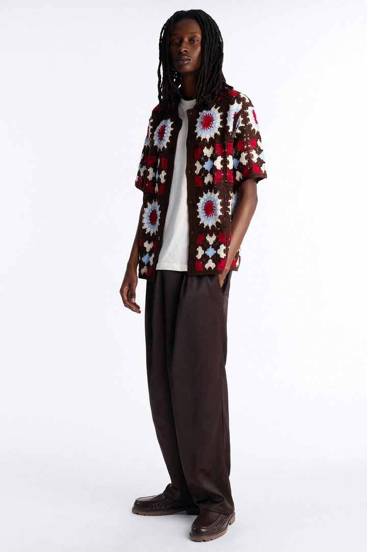 Relaxed Liquid Shadow Pleated Trouser - Brown