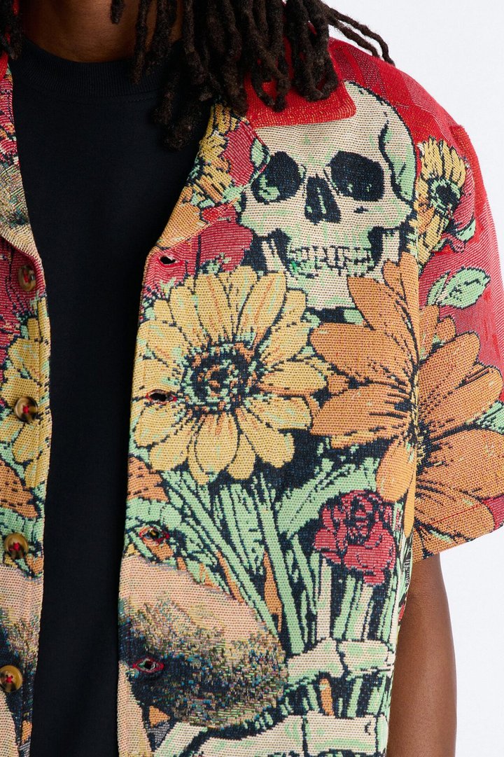 Relaxed Late Night Dream Cuban Collar Shirt - Multi Color