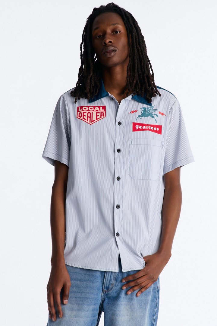 Local Dealer Striped Button Up Shirt - White