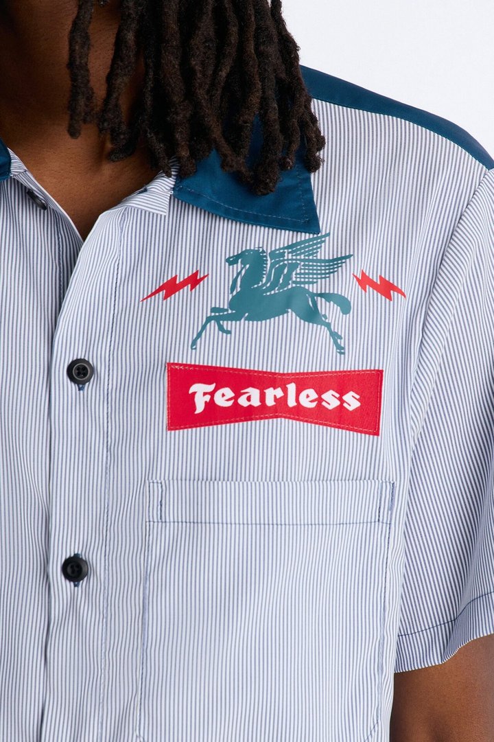 Local Dealer Striped Button Up Shirt - White