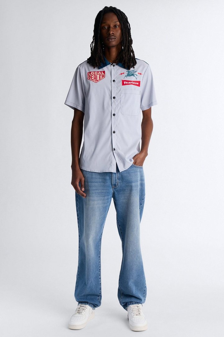 Local Dealer Striped Button Up Shirt - White