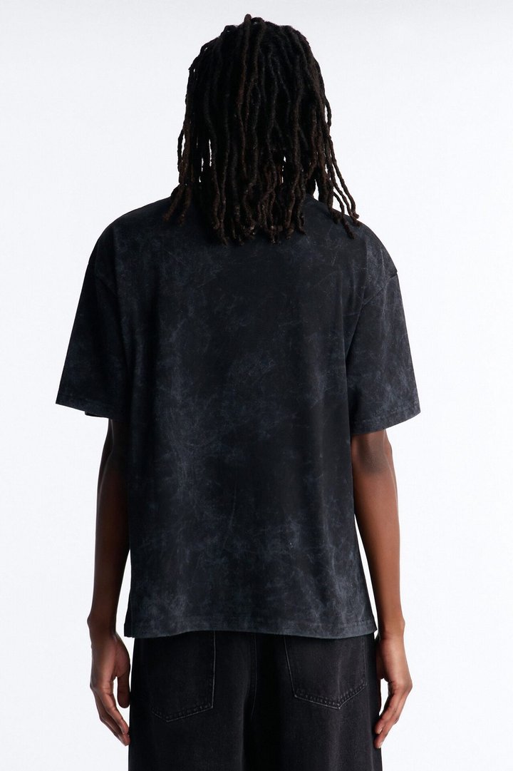 Peanuts Snoopy Mischief Rhinestones Mineral Wash Fleece Tee - Black Wash