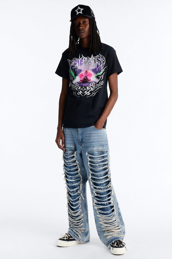 Baggy Studded Mayhem Jean - Light Wash