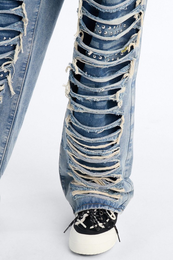 Baggy Studded Mayhem Jean - Light Wash