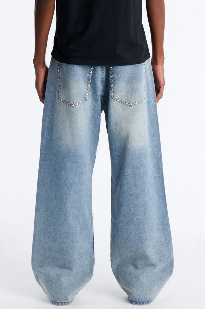 Baggy Studded Mayhem Jean - Light Wash